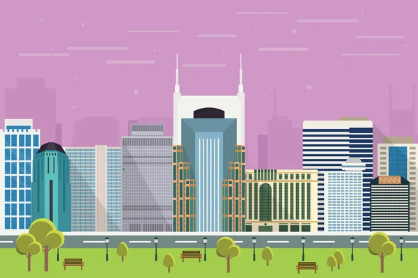 Wieżowce Miasta Nashville Ilustracji — Wektor stockowy