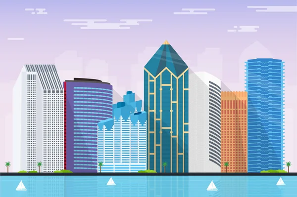 Panorama Města San Diego Ilustrace — Stockový vektor