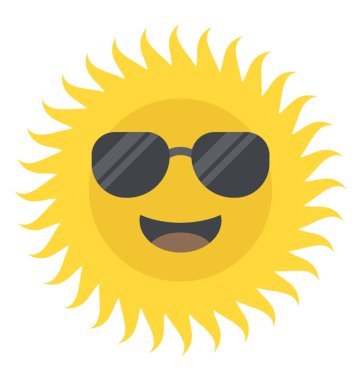 Komik bir gülümseyen güneş güneş gözlüğü takıyor