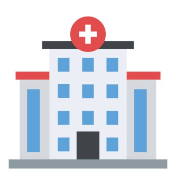 Bir hastane sembolik bir çapraz işaretiyle bina bir sağlık tesisi