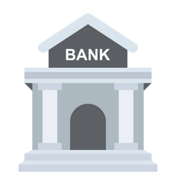 Bina, bir banka Finans Merkezi düz simgesi