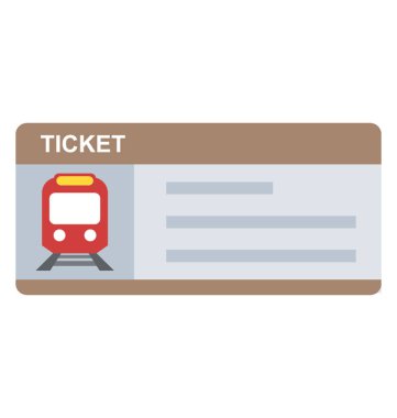 Fatura düz simgesi seyahat bir tren bileti