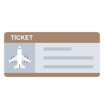 Fatura düz simgesi seyahat bir uçak bileti