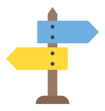 Bir yön rehberlik etmek, tabelasını düz simgesi