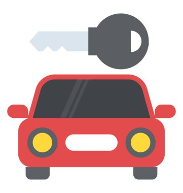 Güzel bir kırmızı araba ile anahtar, ulaşım