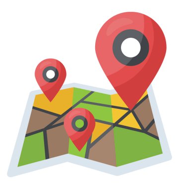 Bir eğri kağıt harita göstergesi, adres gezinti kavramı ile