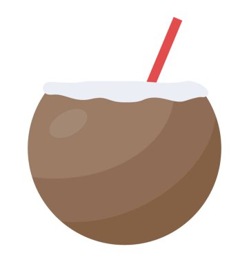 Egzotik Hindistan cevizi kokteyl, Hindistan cevizi su düz simgesi