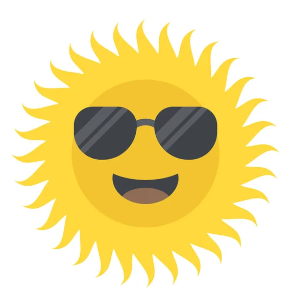 Divertente Sole Sorridente Con Gli Occhiali Sole — Vettoriale Stock
