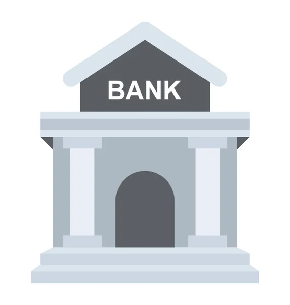 Edificio Bancario Centro Financiero Icono Plano — Vector de stock
