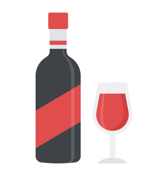 Şarap Cam Alkol Çecek Şarap Şişe — Stok Vektör