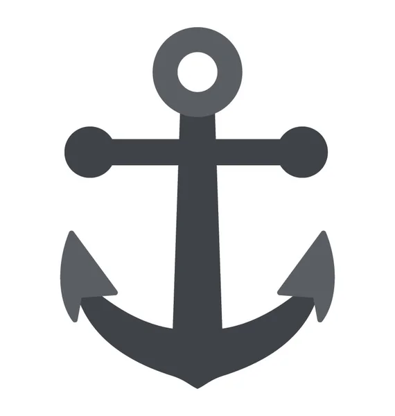 Nautische Boot Plat Verankeringspictogram — Stockvector