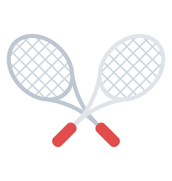 Två Tennisracket För Badminton Tillbehör Flat Ikonen — Stock vektor