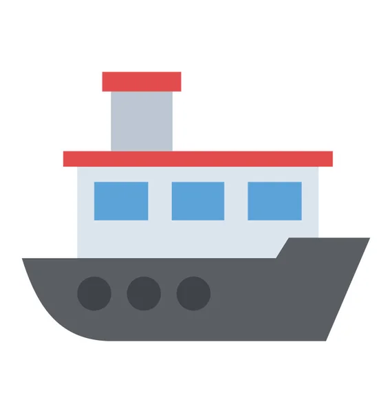 Морська Подорож Круїзний Корабель Подорожує Плоскою Іконою — стоковий вектор