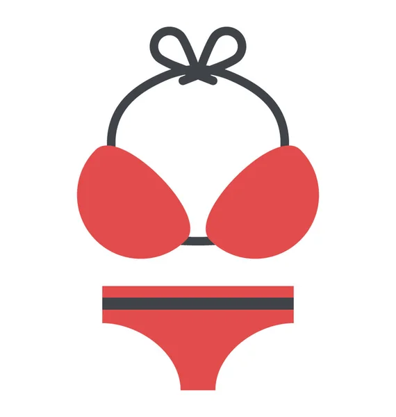 Une Femme Porte Maillot Bain Bikini Icône Plate — Image vectorielle