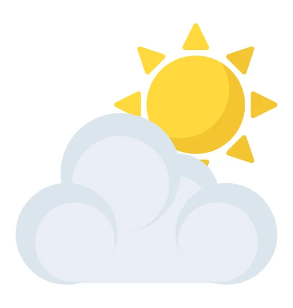 Clima Agradable Soleado Icono Plano Nublado — Archivo Imágenes Vectoriales