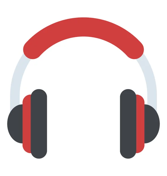 Kırmızı Güzel Kulaklık Müzik Dinleme Için — Stok Vektör