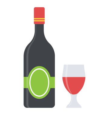 Yarım porsiyon cam ile kırmızı şarap şişesi