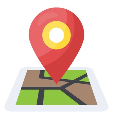 Bir eğri kağıt harita göstergesi, adres gezinti kavramı ile