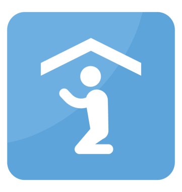 Barınak ve diz dirsek pozisyonu bayraklarında dua alanı olan bir kişi