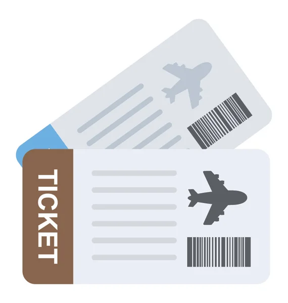 Een Vliegtuig Ticket Factuur Platte Pictogram Reizen — Stockvector