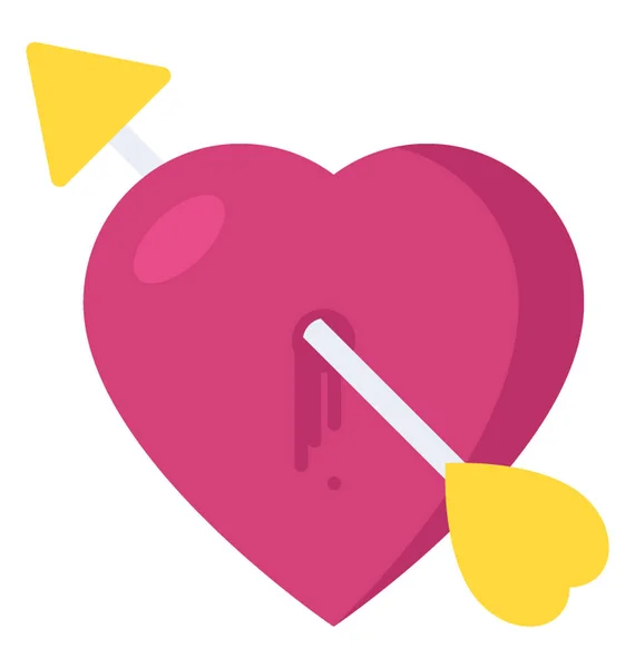 Pil Genom Hjärtat Symboliserar Cupid Hjärtat Tecken — Stock vektor