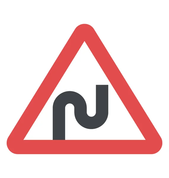 Dreiecksverkehrstafel Weist Auf Gefährliche Kurven Hin — Stockvektor
