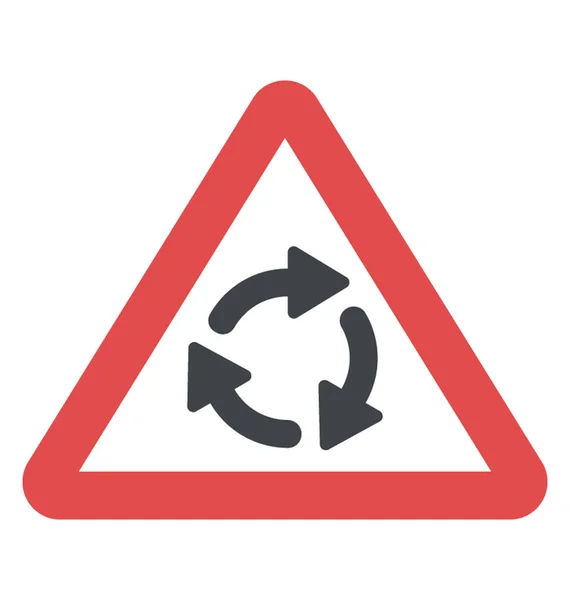 Warnschild Mit Kreisverkehr Symbol — Stockvektor