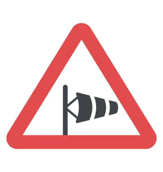Schild Warnt Vor Seitenwind Von Links — Stockvektor