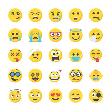 Gülen düz Icons Set