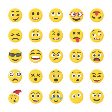 Smiley Flat Icons Set clipart