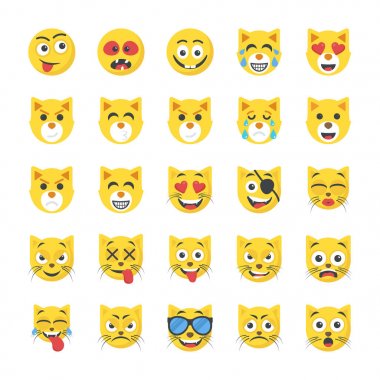 Gülen düz Icons Set