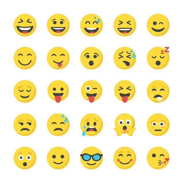 Colección Iconos Planos Smiley — Vector de stock