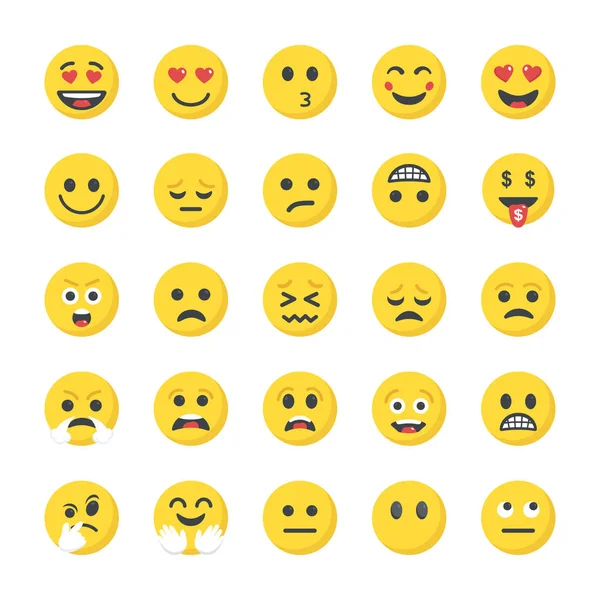 Paquete Iconos Planos Emoticonos — Archivo Imágenes Vectoriales