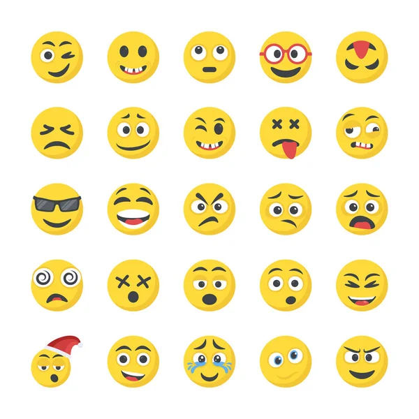 Smiley Platt Ikoner Set — Stock vektor