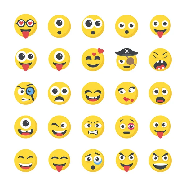 Плоские Векторные Иконки Smileys — стоковый вектор