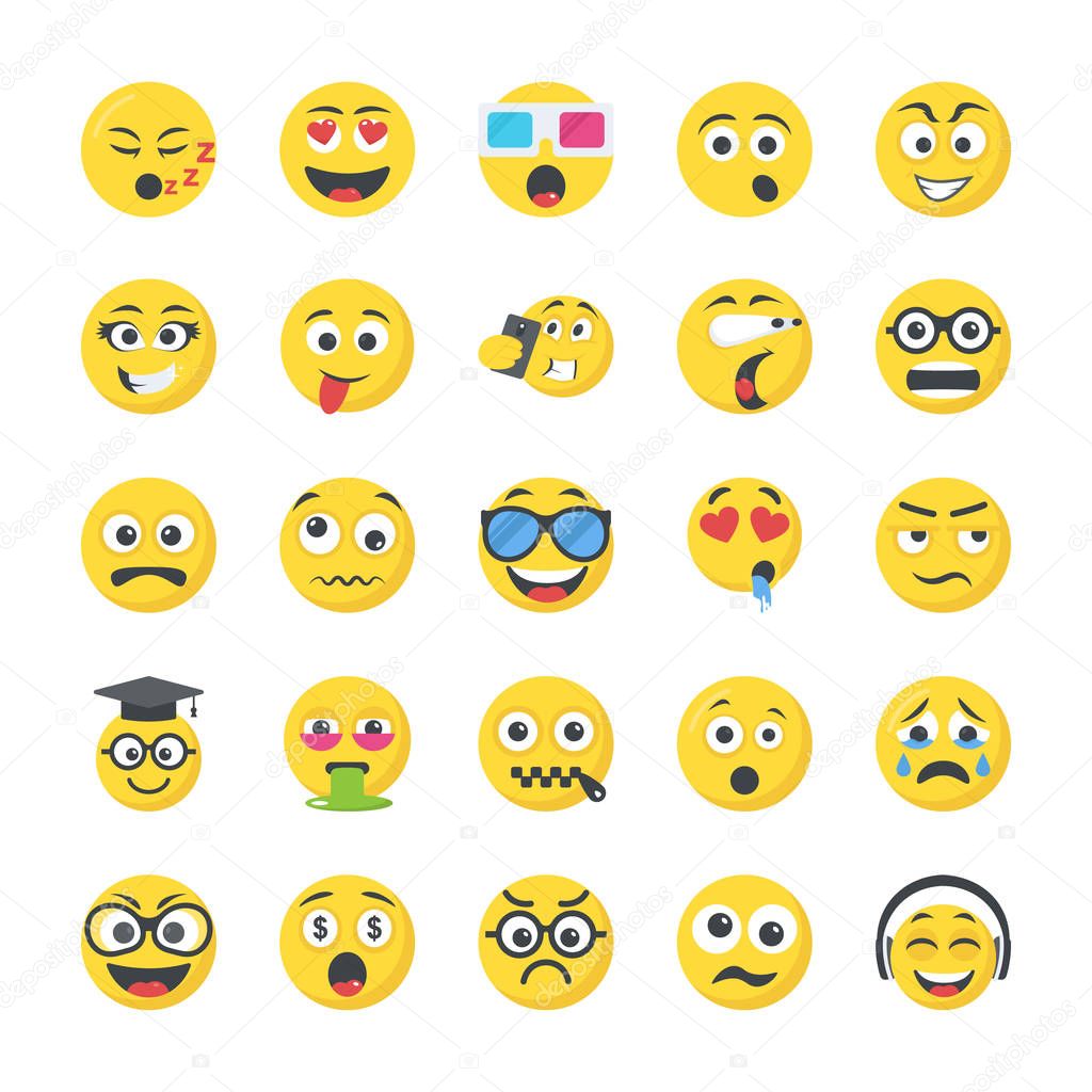 Smileys Flat Vector Icons 