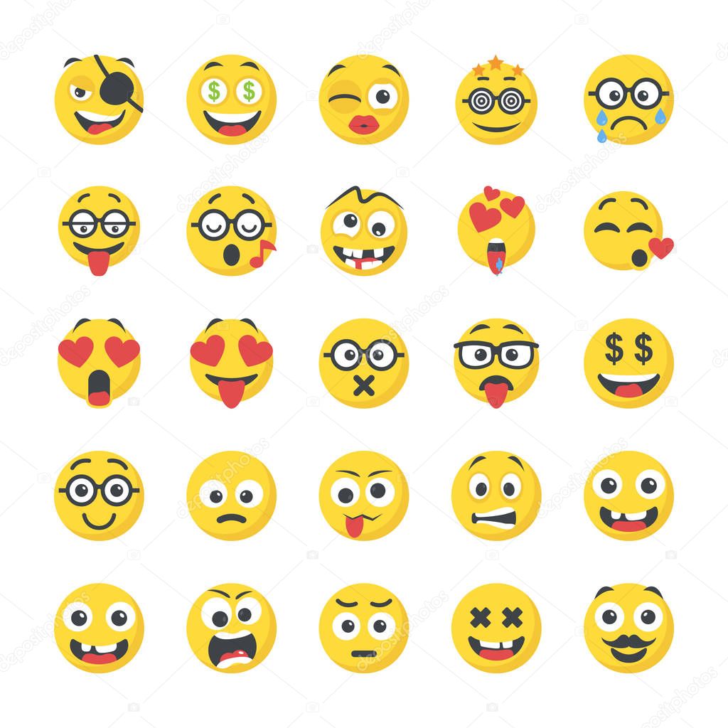 Smiley Flat Icons Pack