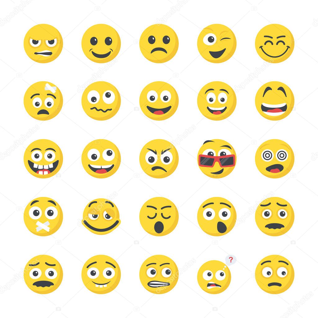 Smileys Flat Icons Collection