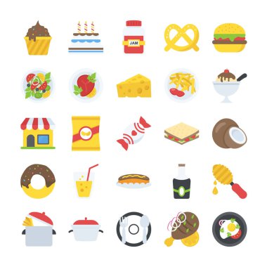 Bir paket yiyecek ve içecekler simgeler
