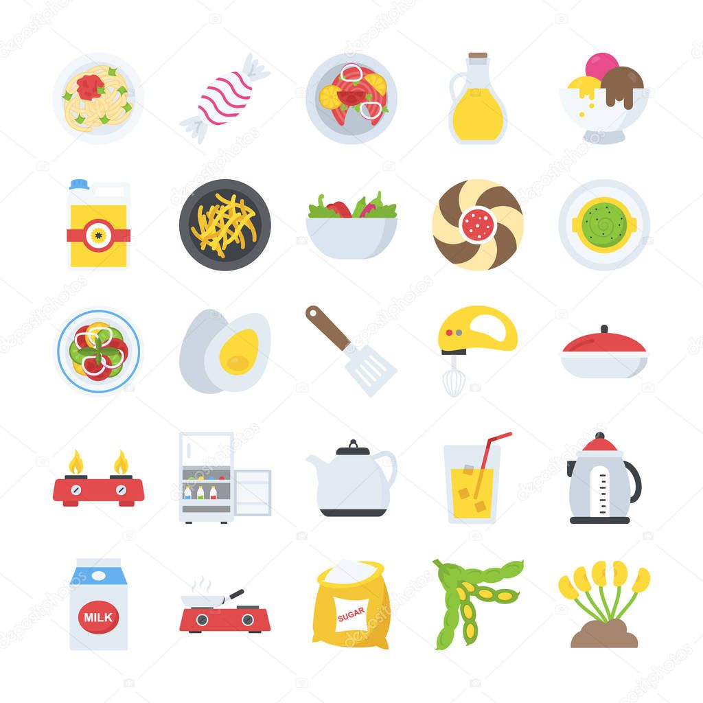 Food and Drinks Icons Vector 