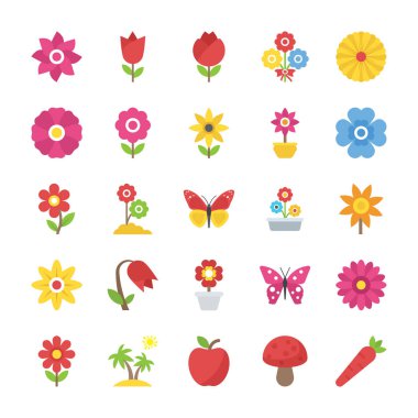 Doğal güzellik çiçekler düz vektörel çizimler paketi