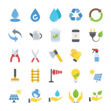 Ekoloji ve doğa düz vektörel çizimler ayarla