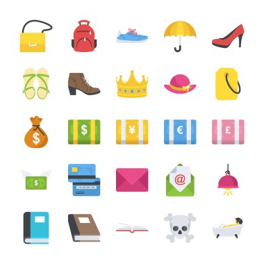 Nesneleri renkli düz simgeler 