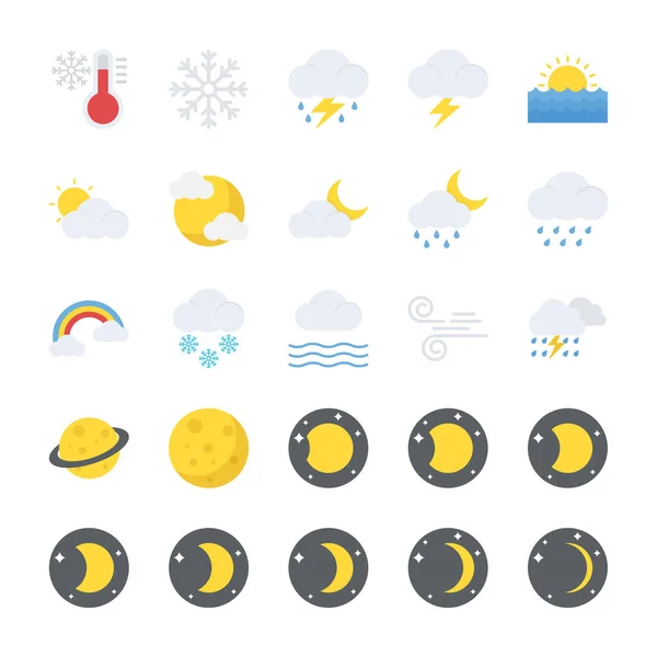 Flat Vector Icons Set Nature Elements — Stock Vector