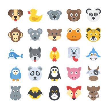 Animals Flat Vector Icons  clipart