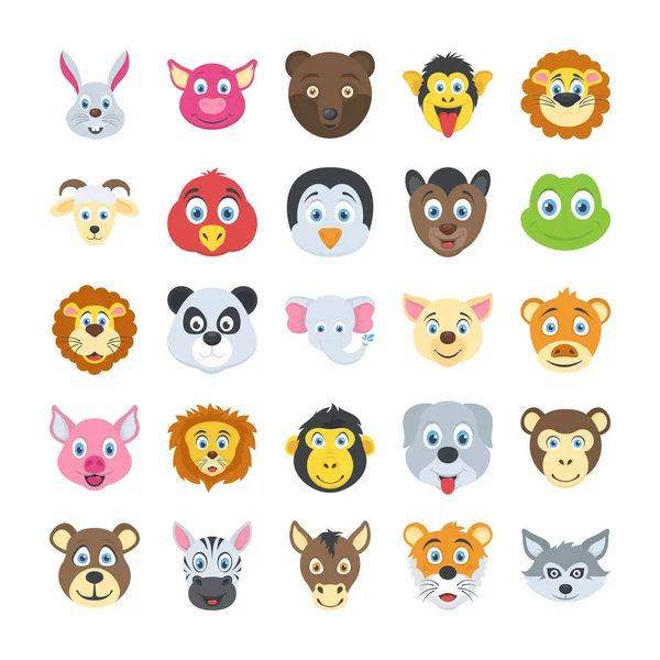 Set Vectores Planos Animales Silvestres Mascotas — Vector de stock