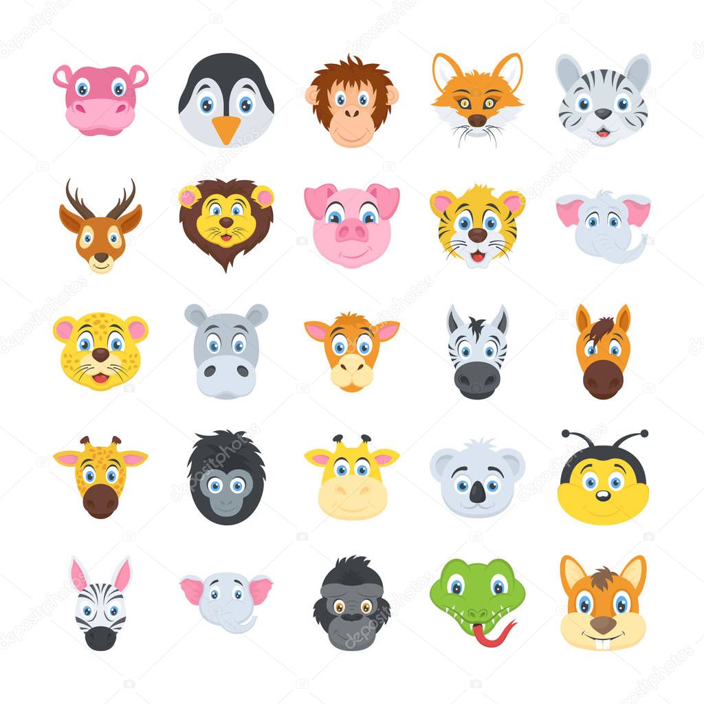 Wild and Pet Animals Flat Vector Icon