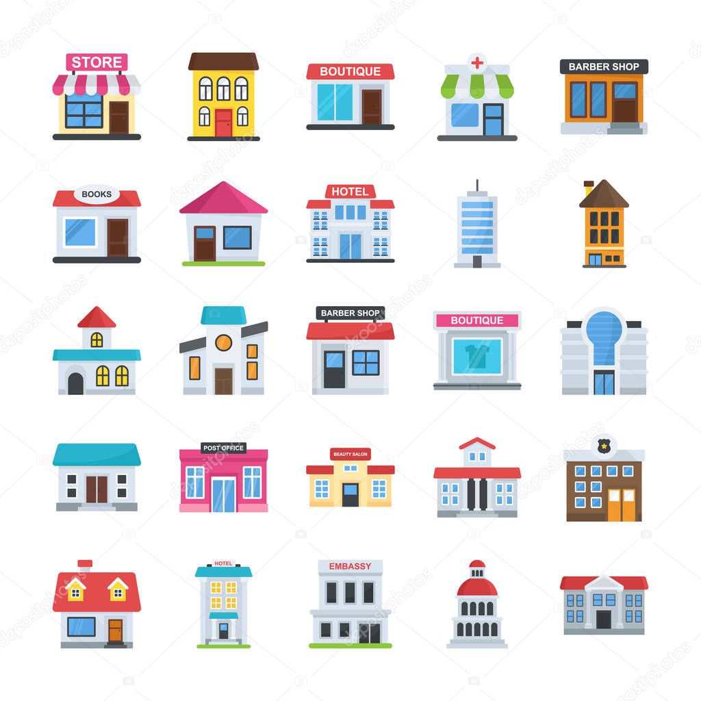 Building Flat Icons Collection 