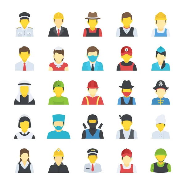 Conjunto Iconos Planos Para Personas — Vector de stock