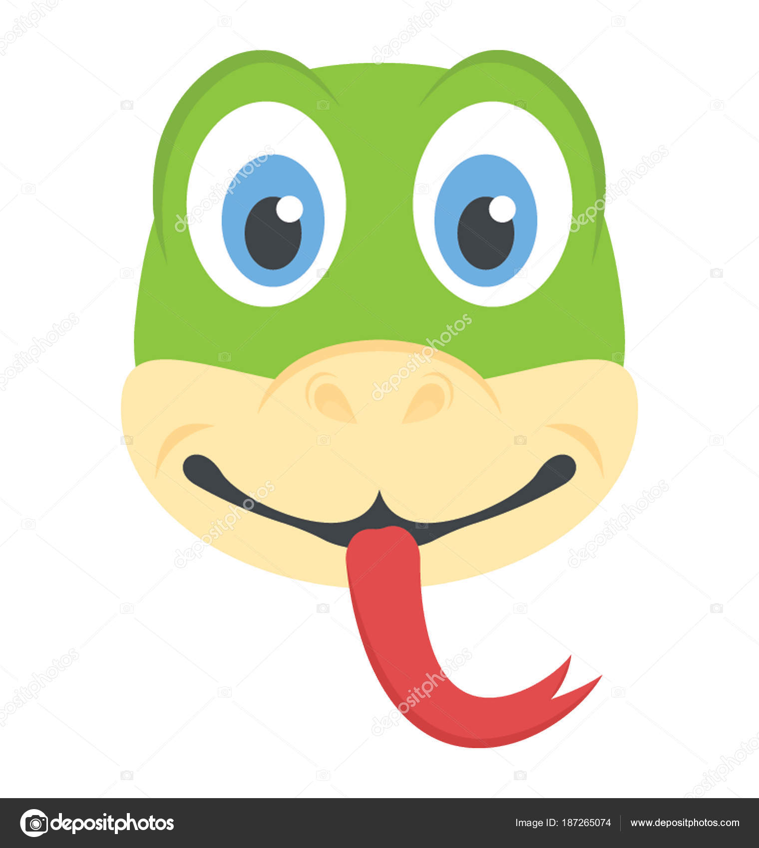 Ilustração de rosto de personagem de desenho animado de cobra